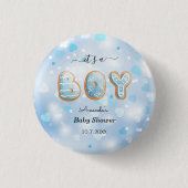 Badge Rond 2,50 Cm C'est un garçon Baby shower Blue White Hearts Moti (Devant)