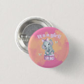 Badge Rond 2,50 Cm C'est une fille ! bébé éléphant (Devant & derrière)