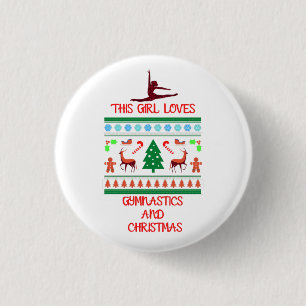 Badge Rond 2,50 Cm Cette fille aime la gymnastique et Noël