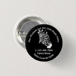 Badge Rond 2,50 Cm Chalk White Lost Zebra Family Home Adresse Keychai