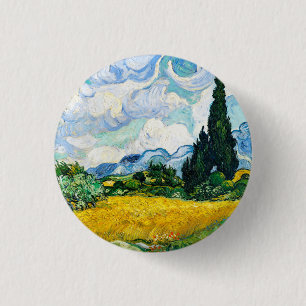 Badge Rond 2,50 Cm Champ de blé Vincent Van Gogh avec Cyprès