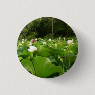 Badge Rond 2,50 Cm Champ de fleurs de Lotus Jardin d'été