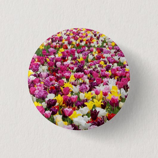 Badge Rond 2,50 Cm champ plein de tulipes (Devant)