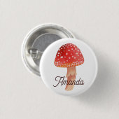 Badge Rond 2,50 Cm Champignons rouges poilus. La forêt s'agite. Amani (Devant & derrière)