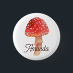 Badge Rond 2,50 Cm Champignons rouges poilus. La forêt s'agite. Amani<br><div class="desc">Bouton de champignons agariques de la forêt de fées.</div>