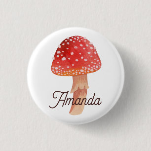 Badge Rond 2,50 Cm Champignons rouges poilus. La forêt s'agite. Amani