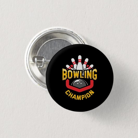 Badge Rond 2,50 Cm Champion de Bowling (Devant & derrière)