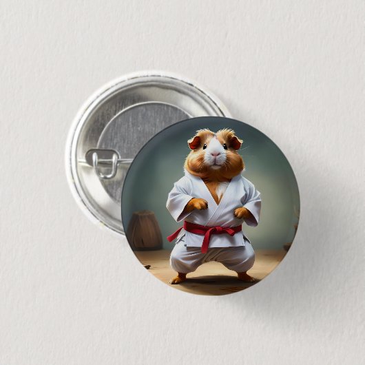 Badge Rond 2,50 Cm **"Champion de karaté : Le cobaye intrépide"** (Devant & derrière)