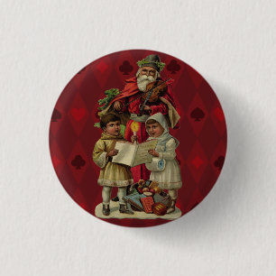 Badge Rond 2,50 Cm Chant vintage de musique de Noël Père Noël