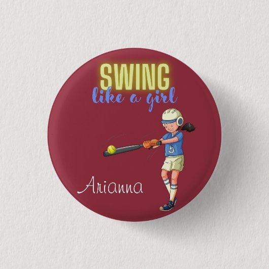 Badge Rond 2,50 Cm Chanter Comme Une Fille Softball (Devant)