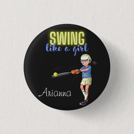 Badge Rond 2,50 Cm Chanter Comme Une Fille Softball (Devant)