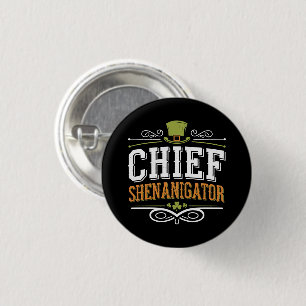 Badge Rond 2,50 Cm Chapeau de Leprechaun chanceux du chef rétro Shena