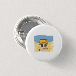 Badge Rond 2,50 Cm Chapeau de seau de plage d'été Cool Cat Cadeau