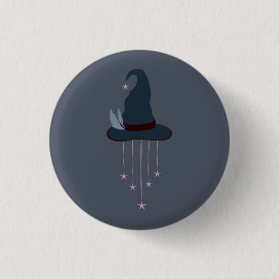 Badge Rond 2,50 Cm Chapeau Magique de Sorcière sous la Lune d'Hallowe