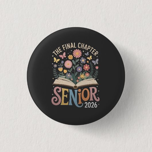 Badge Rond 2,50 Cm Chapitre Final Fleur de graduation senior 2026 (Devant)