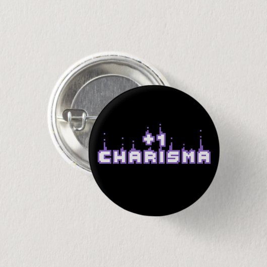 Badge Rond 2,50 Cm Charisma Stat Gamer Violet Pixel Art Slogan (Devant & derrière)
