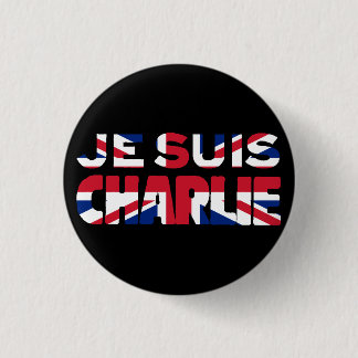 Badge Rond 2,50 Cm Charlie'- Union Jack R-U de Je Suis Charlie-Je AM