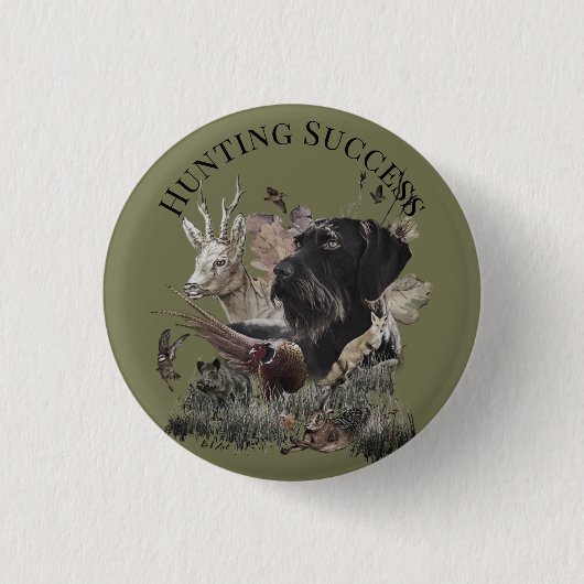 Badge Rond 2,50 Cm Chasse réussie, Deutsch Drahthaar (Devant)