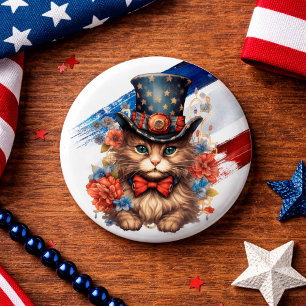 Badge Rond 2,50 Cm Chat américain patriotique