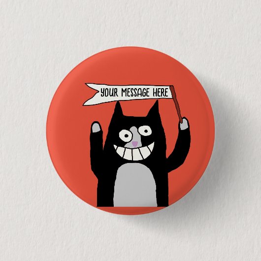 Badge Rond 2,50 Cm Chat avec signe de message tuxedo chats (Devant)