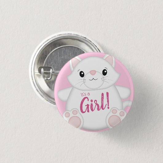 Badge Rond 2,50 Cm Chat Baby shower Kitty Rose (Devant & derrière)