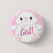 Badge Rond 2,50 Cm Chat Baby shower Kitty Rose (Devant)