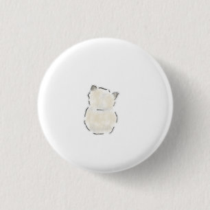 Badge Rond 2,50 Cm Chat blanc duveteux mignon vue arrière dessin à la