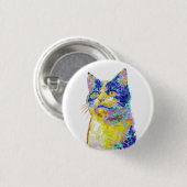 Badge Rond 2,50 Cm Chat dans le bouton Lumière du Soleil (Devant & derrière)