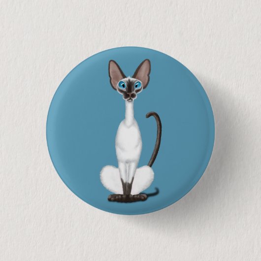 Badge Rond 2,50 Cm Chat de Siamese (Devant)