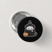 Badge Rond 2,50 Cm Chat de sorcière de Halloween (Devant & derrière)