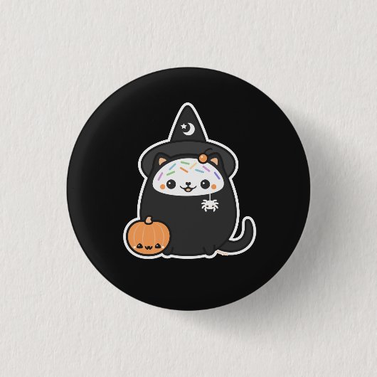 Badge Rond 2,50 Cm Chat de sorcière de Halloween (Devant)
