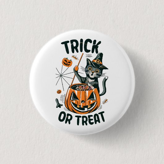 Badge Rond 2,50 Cm Chat d'Halloween abstrait (Devant)