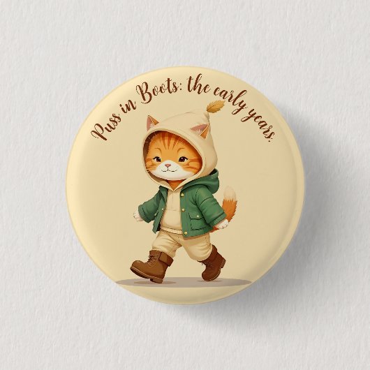 Badge Rond 2,50 Cm Chat en bottes. (Devant)