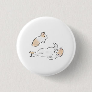 Badge Rond 2,50 Cm Chat endormi et cadeau d'animal de compagnie lapin