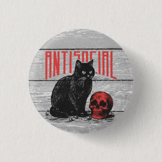 Badge Rond 2,50 Cm Chat et crâne antisociaux