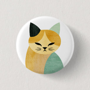 Badge Rond 2,50 Cm Chat géométrique minimaliste scandinave moderne