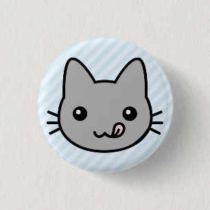 Badge Rond 2,50 Cm chat gris