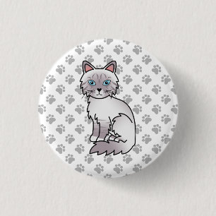Badge Rond 2,50 Cm Chat Lilac Point Tabby Birman / Ragdoll Mignon & P