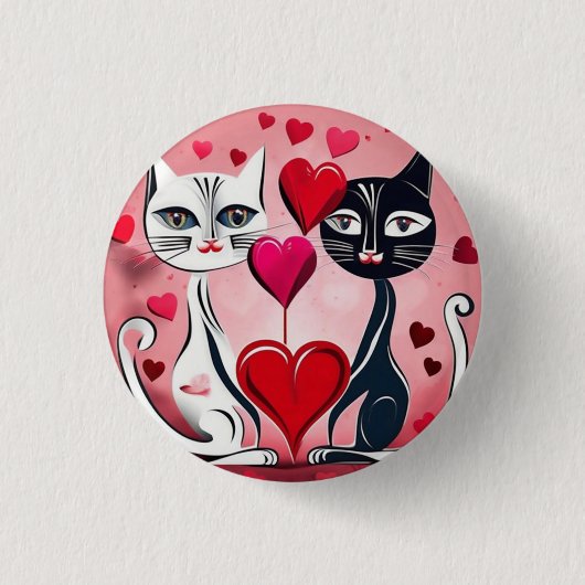 Badge Rond 2,50 Cm Chat Love (Devant)