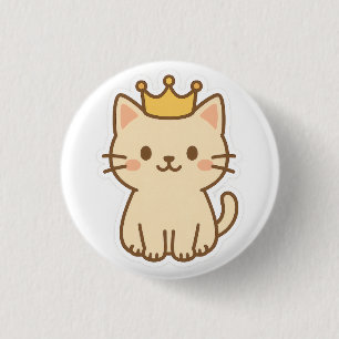 Badge Rond 2,50 Cm Chat majestueux avec couronne