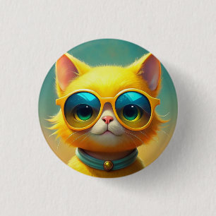 Badge Rond 2,50 Cm Chat mignon portant des lunettes de soleil