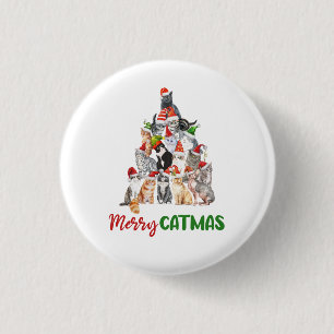 Badge Rond 2,50 Cm Chat Noël Arbre Amoureux des chats Chat Propriétai
