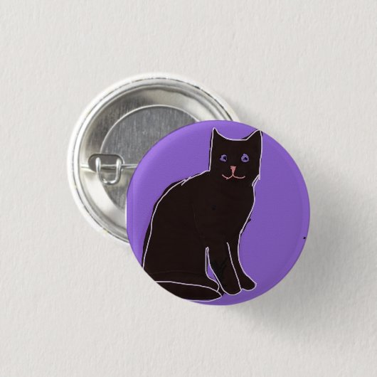 Badge Rond 2,50 Cm Chat noir (Devant & derrière)