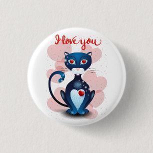 Badge Rond 2,50 Cm Chat noir en amour
