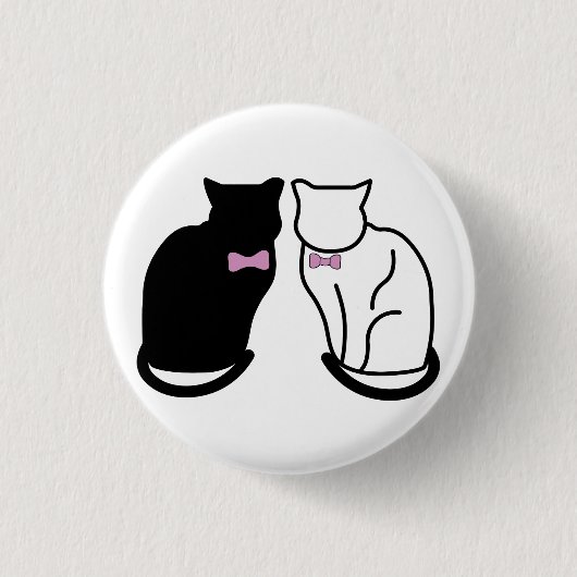 Badge Rond 2,50 Cm Chat noir et blanc (Devant)