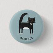 Badge Rond 2,50 Cm Chat noir et blanc Personnalisé (Devant)