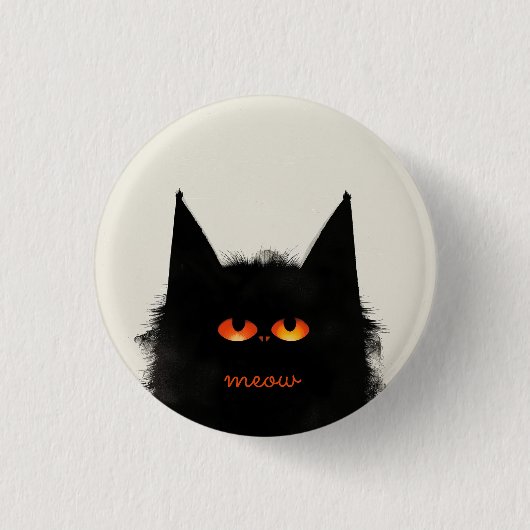Badge Rond 2,50 Cm Chat noir grumeux (Devant)