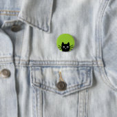 Badge Rond 2,50 Cm Chat noir qui regarde (En situation)