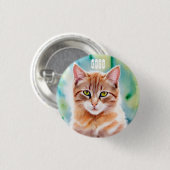 Badge Rond 2,50 Cm Chat orange mignon (Devant & derrière)