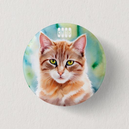 Badge Rond 2,50 Cm Chat orange mignon (Devant)